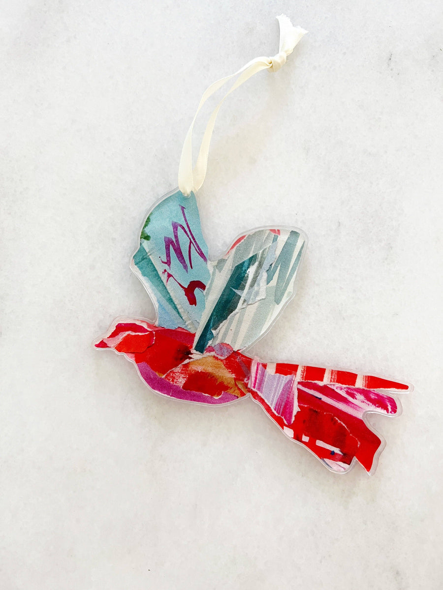 Red Bird In Flight Ornament by Lauren Dunn - Bloom and Petal
