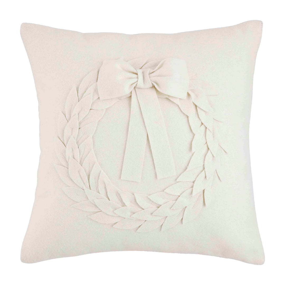 White Wool Wreath Pillow