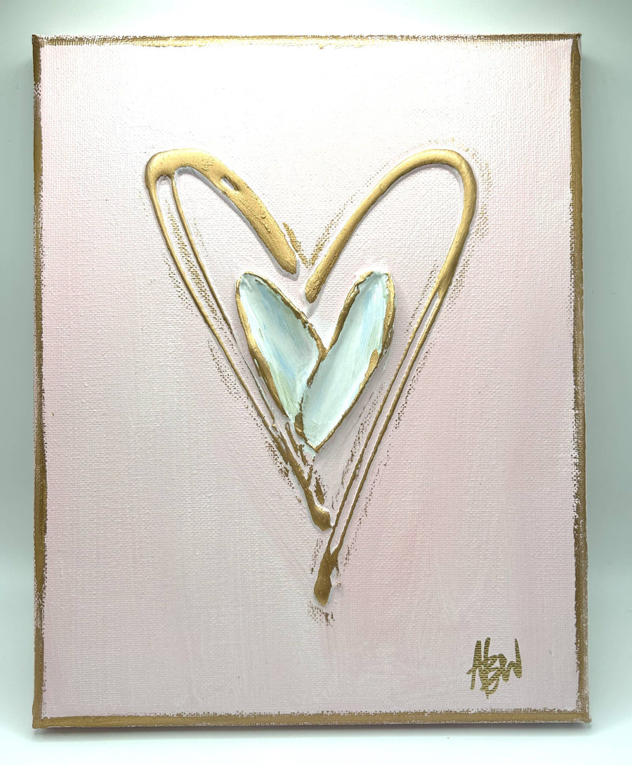 Textured hearts on canvas 8x10 - Bloom and Petal