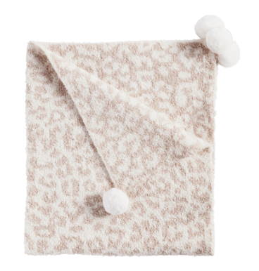 Bloom and Petal Ivory Chenille Leopard Blanket