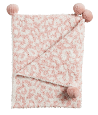 Bloom and Petal Pink Chenille Leopard Blanket