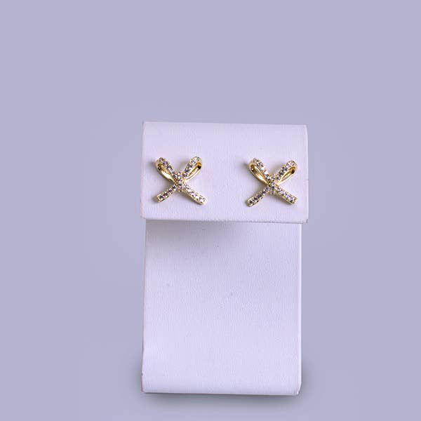 Gold & Crystal Bow Tie Earrings - Bloom and Petal