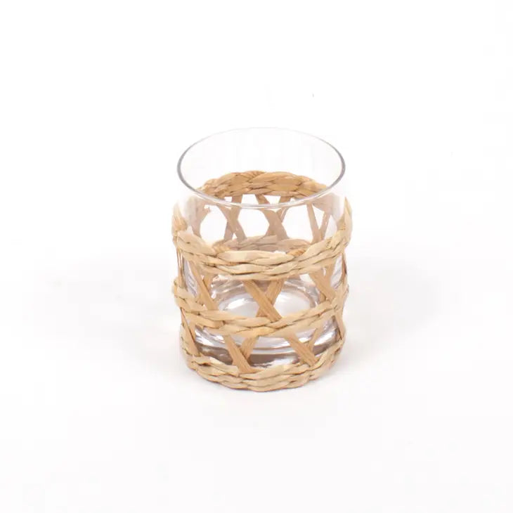 Rattan Old Fashioned Glasses- Sold Individually - Bloom and Petal
