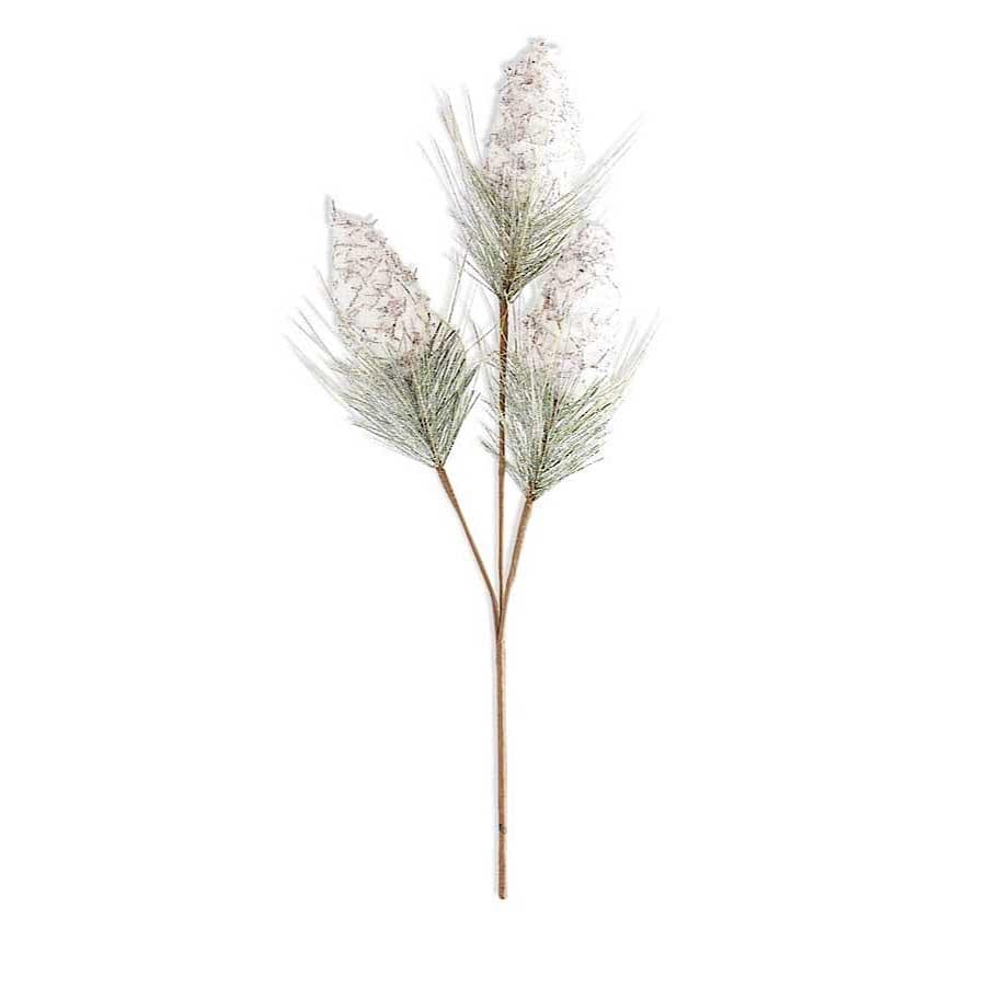 K&K Silk Flowers Snowy Pinecone Spray with Long Needle Pine