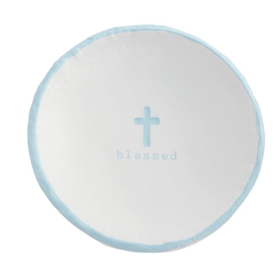 Mudpie Baby Blue Blessed Cross Trinket Dishes