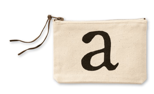 Mudpie Canvas A Initial Cosmetic Pouches