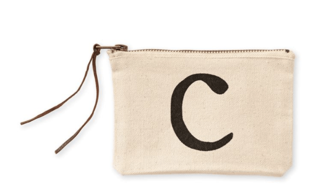 Mudpie Canvas C Initial Cosmetic Pouches
