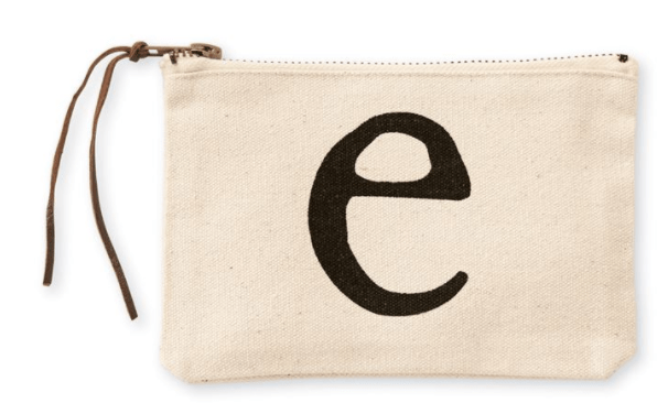 Mudpie Canvas E Initial Cosmetic Pouches