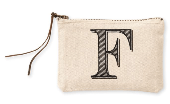 Mudpie Canvas F Initial Cosmetic Pouches