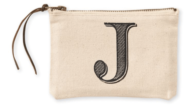 Mudpie Canvas J Initial Cosmetic Pouches
