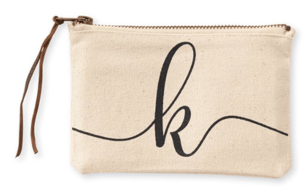 Mudpie Canvas K Initial Cosmetic Pouches
