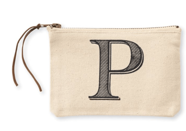 Mudpie Canvas P Initial Cosmetic Pouches