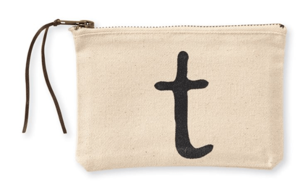 Mudpie Canvas T Initial Cosmetic Pouches