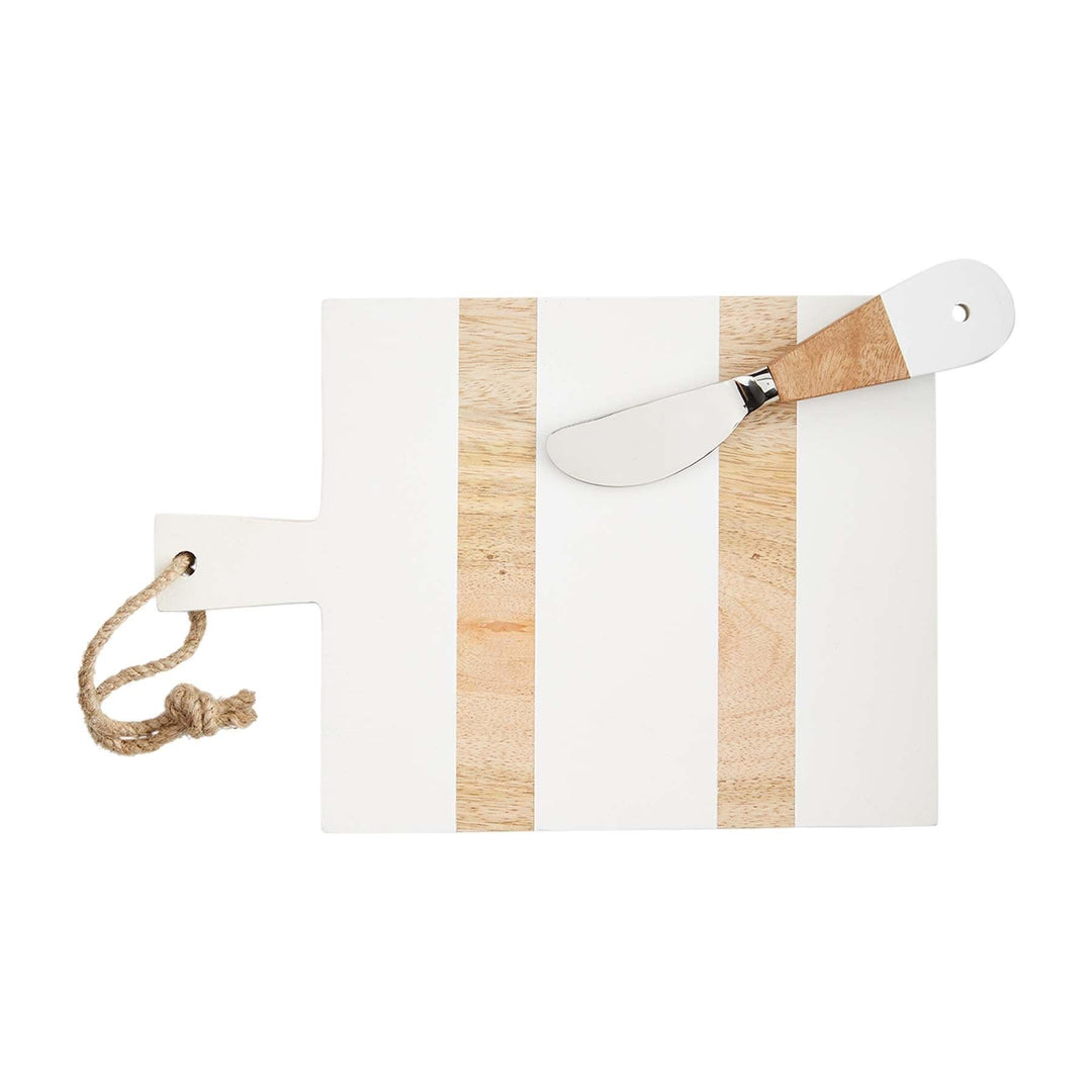 Mudpie Mango Wood Rectangular White Mini Board Set MINI PADDLE BOARD SETS