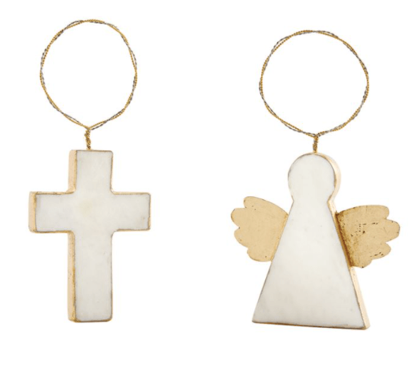Mudpie Ornaments angel Marble Ring Ornaments