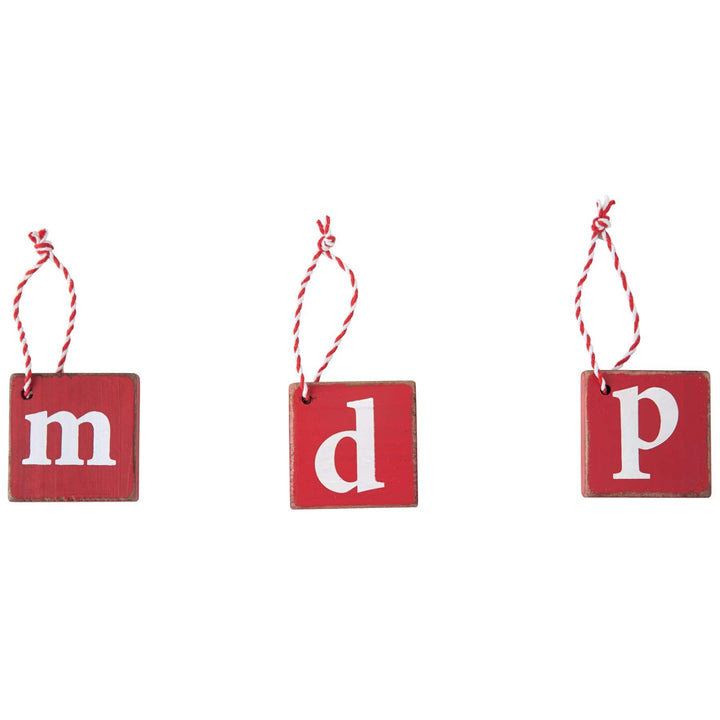 Mudpie Ornaments D Holiday Wood Initial Tags