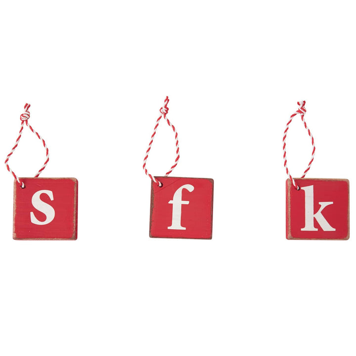 Mudpie Ornaments F Holiday Wood Initial Tags