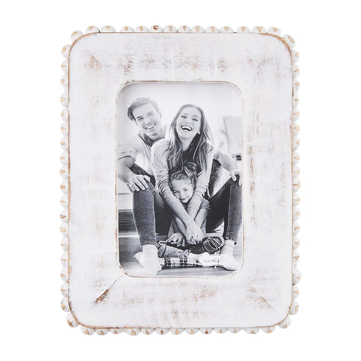 Mudpie Picture Frame 4x6 White Beaded Wood Frames