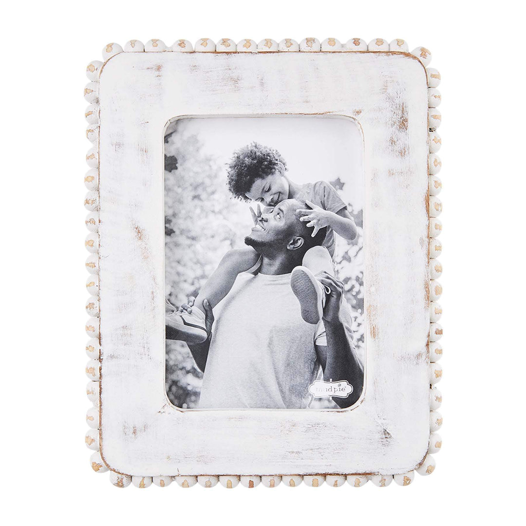 Mudpie Picture Frame 5x7 White Beaded Wood Frames