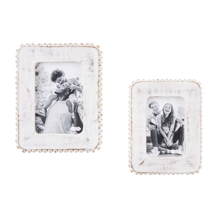 Mudpie Picture Frame White Beaded Wood Frames
